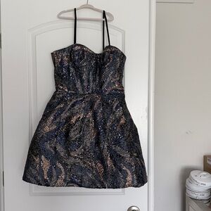 Bronx and Banco Sequin Dress in Black and Blue